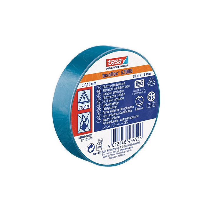 BANDA IZOLATOARE TESAFLEX 20M ALBASTRU 10BUC