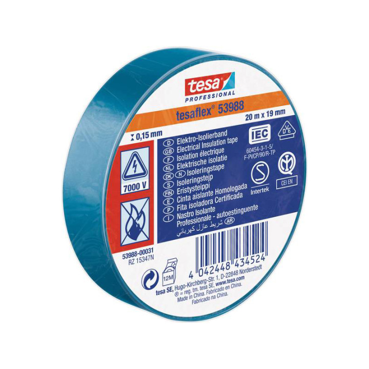 BANDA IZOLATOARE TESAFLEX 20M ALBASTRU 10BUC