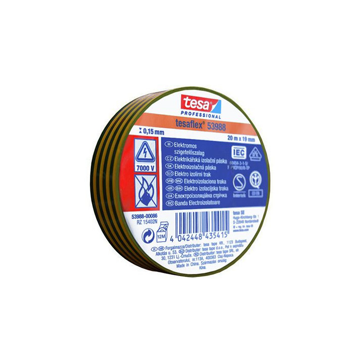 BANDA IZOLATOARE TESAFLEX 20M GALBEN/VERDE 10BUC