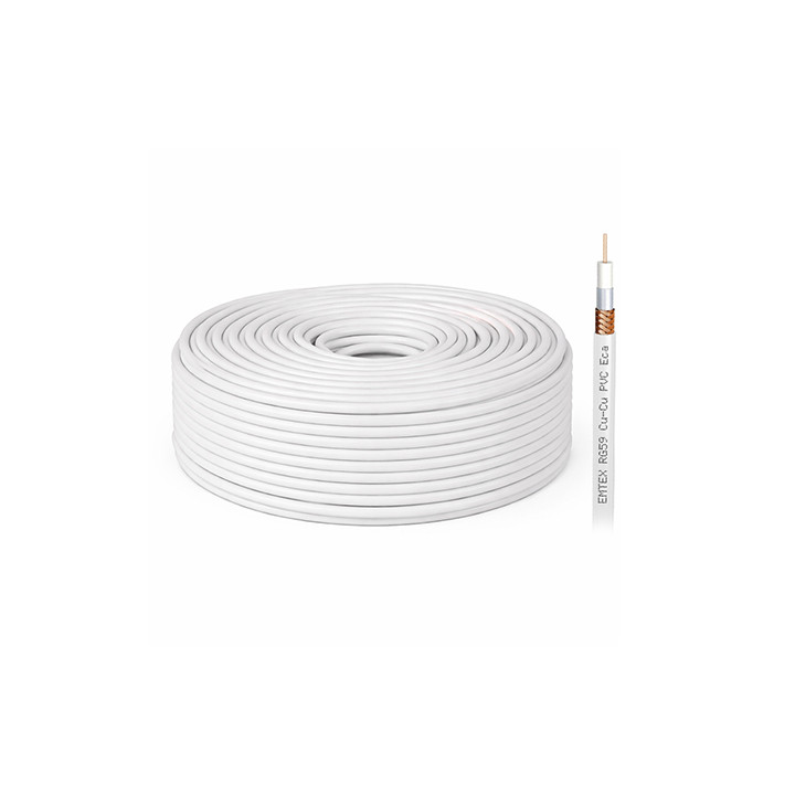 CABLU COAXIAL CUPRU RG59 ROLA 100M EMTEX