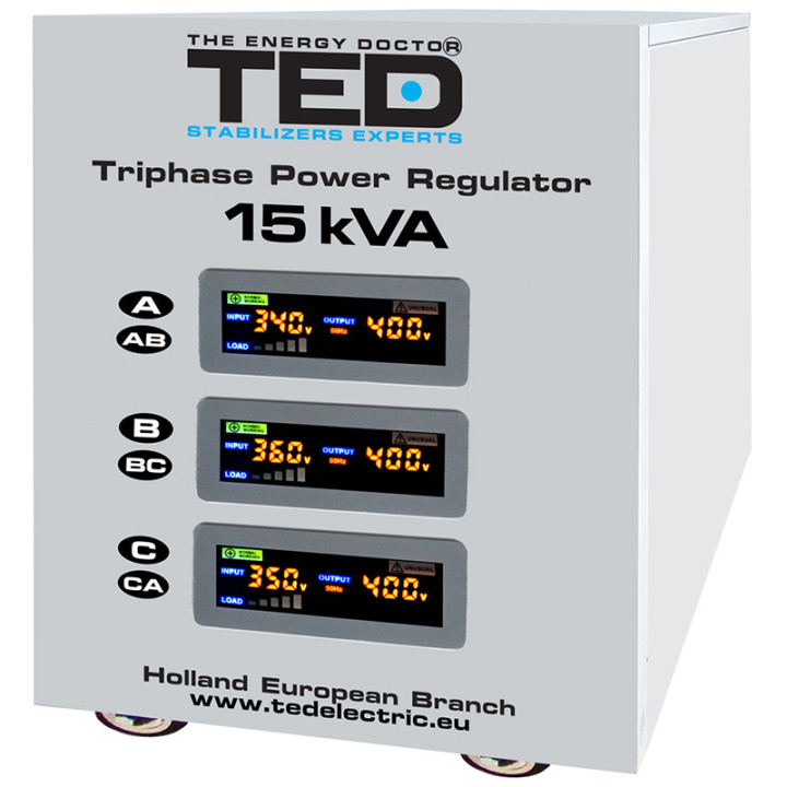 STABILIZATOR TENSIUNE TRIFAZAT SERVOMOTOR 15KVA