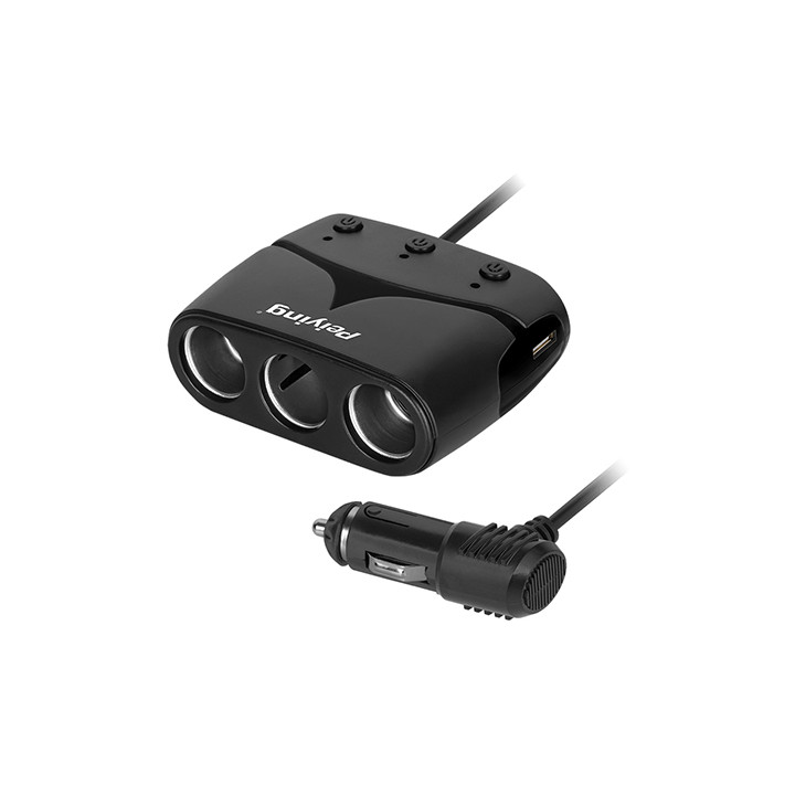 SPLITTER BRICHETA AUTO X3 CU USB SI CABLU PEIYING