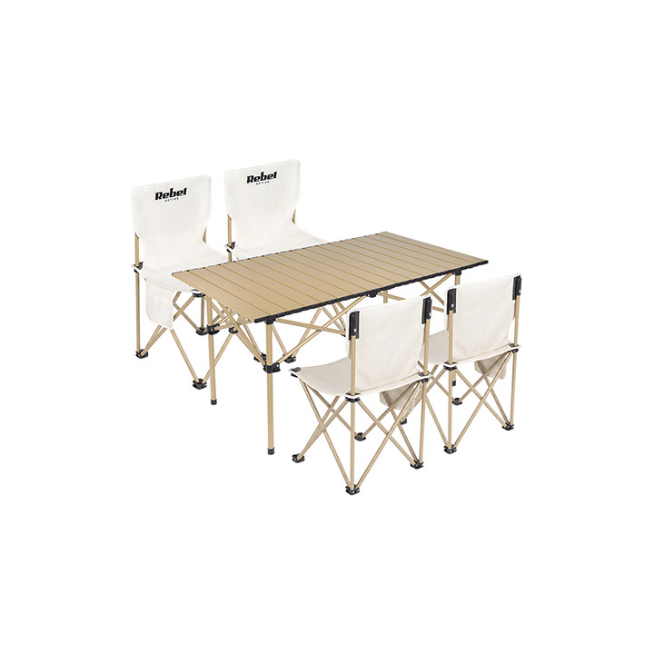 SET CAMPING MASA+4 SCAUNE METALICE PLIABIL REBEL ACTIVE