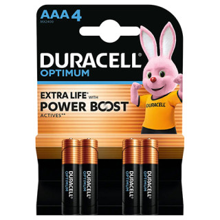 BATERIE ALCALINA DURACELL OPTIMUM LR03 BLISTER 4 BUC