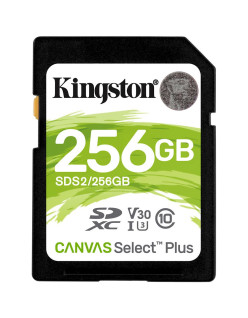 CARD SD KINGSTON, 256 GB, SDXC, clasa 10, standard UHS-I U3, "SDS2/256GB" (timbru verde 0.03 lei)