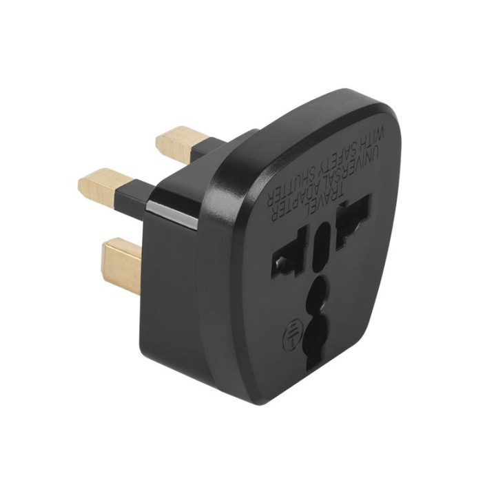 ADAPTOR TENSIUNE PRIZA UK - UNIVERSAL NEGRU