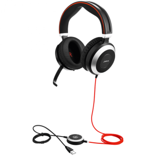JABRA EVOLVE 80 MS Stereo USB Headband, Active Noise cancelling, USB connector, with mute-button and volume control on the cord,