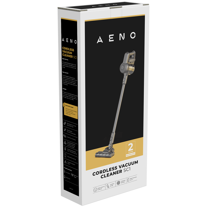 AENO Cordless vacuum cleaner SC1: electric turbo brush, LED lighted brush, resizable and easy to maneuver, 120W