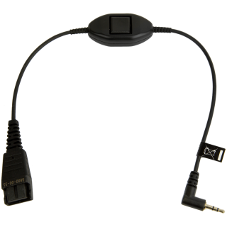 JABRA QD Cord to 2,5mm pin plug, straight, 0,3 meters, with call answering at cord, e.g. for Philips, Ericsson