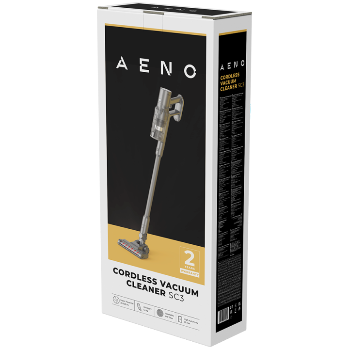 AENO Cordless vacuum cleaner SC3: electric turbo brush, LED lighted brush, resizable and easy to maneuver, 250W