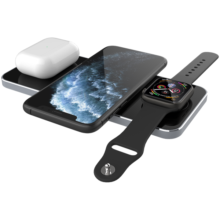 Prestigio ReVolt A5, 3-in-1 wireless charging station for iPhone, Apple Watch, AirPods, wilreless output for phone 7.5W/10W, wir