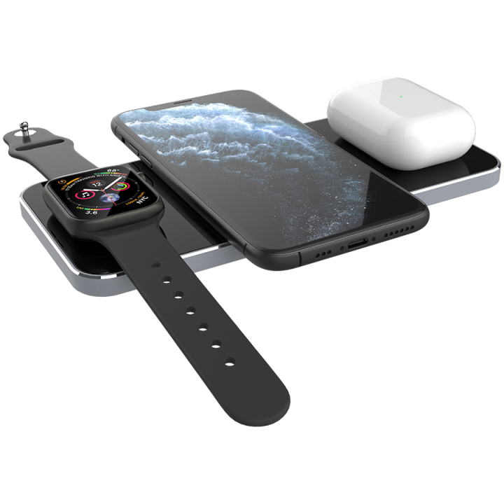 Prestigio ReVolt A5, 3-in-1 wireless charging station for iPhone, Apple Watch, AirPods, wilreless output for phone 7.5W/10W, wir