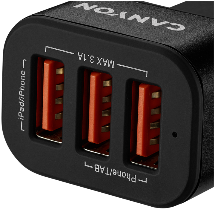 CANYON car charger C-06 3.1A/3USB-A Black
