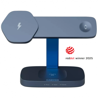 CANYON Wireless Charging Station Hexagon 310 3in1 DarkGrey/Blue