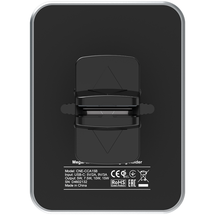 CANYON CH-15, Car holder and wireless charger MegaFix, C-15, 15W, Input: USB-C: 5V/2A, 9V/3A Output: 5W, 7.5W, 10W, 15W89*65*12m