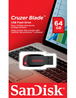 MEMORIE USB 2.0 SANDISK 64 GB, clasica, carcasa plastic, negru, "SDCZ50-064G-B35" (timbru verde 0.03 lei)
