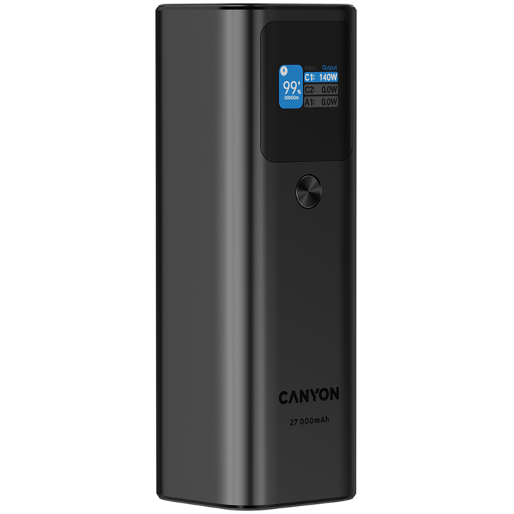 CANYON power bank PB-2010 TFT 27000 mAh 97.2Wh PD140W QC 3.0 Dark Grey