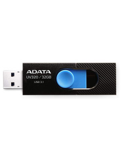 MEMORIE USB 3.2 ADATA 32 GB, retractabila, carcasa plastic, negru / albastru, "AUV320-32G-RBKBL" (timbru verde 0.03 lei)