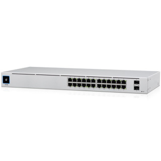 UBIQUITI Standard 24 PoE (16) GbE PoE+, (8) GbE ports (2) 1G SFP ports 95W total PoE availability Fanless, silent cooling.