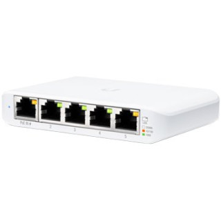 UBIQUITI Flex Mini (4) GbE ports (1) GbE PoE input port for power Optional powering with included 5V, 1A USB-C adapter.
