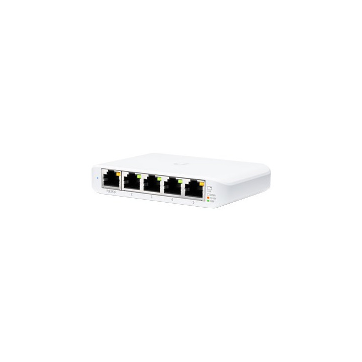 UBIQUITI Flex Mini (4) GbE ports (1) GbE PoE input port for power Optional powering with included 5V, 1A USB-C adapter.