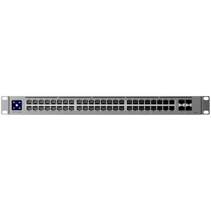 Ubiquiti 48-port, Layer 3 switch 2.5 GbE and PoE++ output, 16x 2.5 GbE ports including (8) PoE+ and (8) PoE++, 32x GbE ports inc