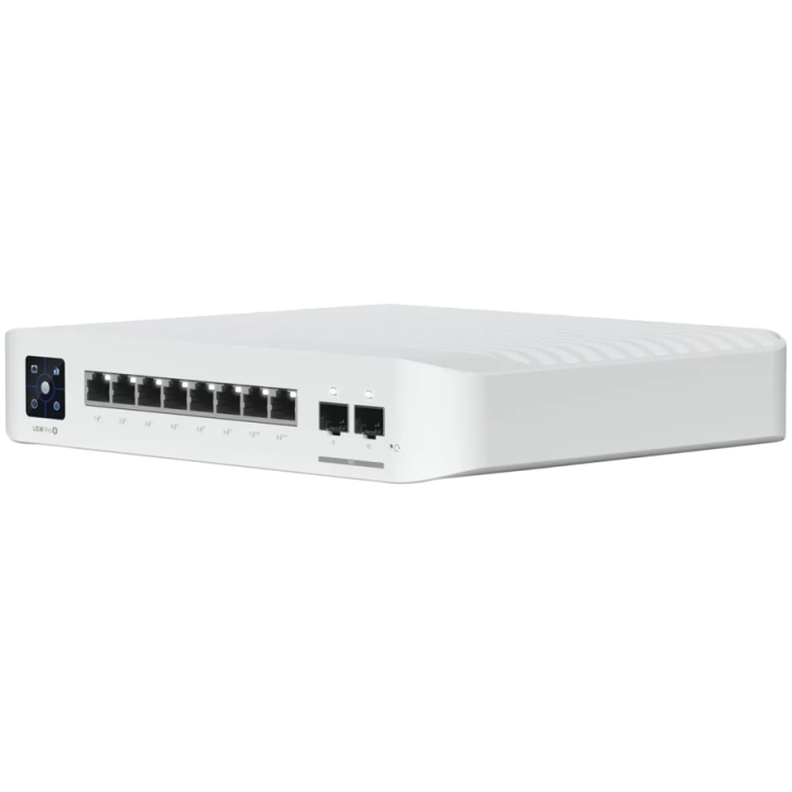 Ubiquiti USW-Pro-8-PoE-EU An 8-port, Layer 3 switch with PoE+ and PoE++ output. Can power devices with up to 120W, with a power 