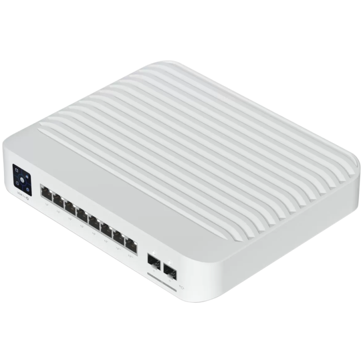 Ubiquiti USW-Pro-8-PoE-EU An 8-port, Layer 3 switch with PoE+ and PoE++ output. Can power devices with up to 120W, with a power 