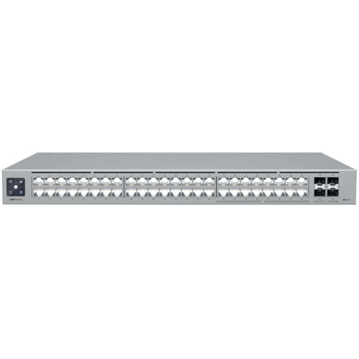 Ubiquiti 48-port, Layer 3 Etherlighting switch with 2.5 GbE, 16x 2.5 GbE RJ45 ports, 32x GbE RJ45 ports, 4x 10G SFP+ ports