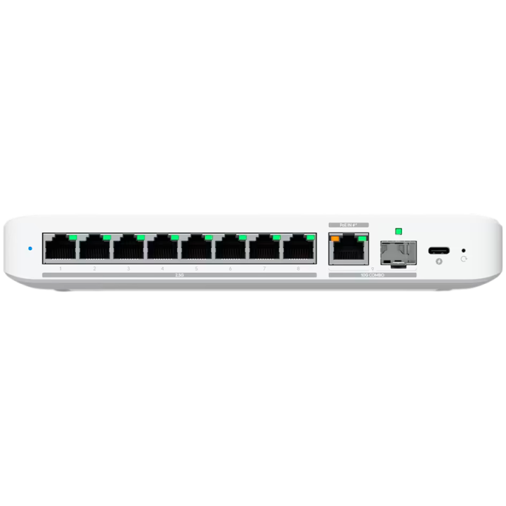Ubiquiti switch USW-Flex-2.5G-8-EU 8-port 2.5 GbE ports, 10 GbE PoE+ input port for power / SFP+ port combo