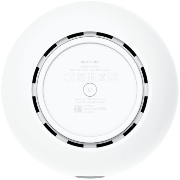 Ubiquiti UniFi UDR7 Dream Router 7 Desktop 10G Cloud Gateway with integrated WiFi 7, PoE switch, microSD storage, and full UniFi