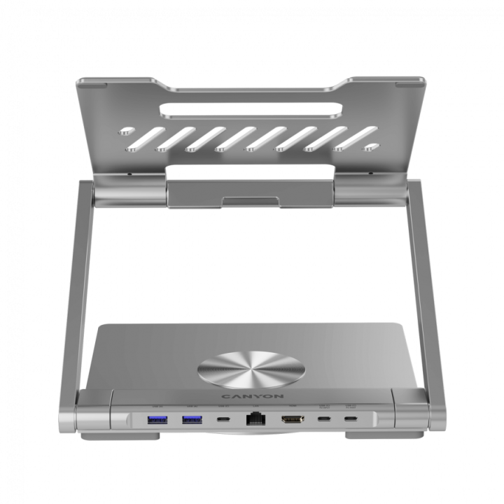 Canyon Laptop stands with hub, TYPE C F to HDMI2.0+2USB3.0+USBC3.0+RJ45+PD, TYEP C TO C cable 1m white with Emarker: HUSB332A, M