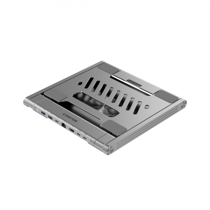 Canyon Laptop stands with hub, TYPE C F to HDMI2.0+2USB3.0+USBC3.0+RJ45+PD, TYEP C TO C cable 1m white with Emarker: HUSB332A, M
