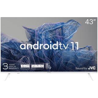 43', UHD, Android TV 11, White, 3840x2160, 60 Hz, Sound by JVC, 2x12W, 53 kWh/1000h , BT5.1, HDMI ports 4, 24 months