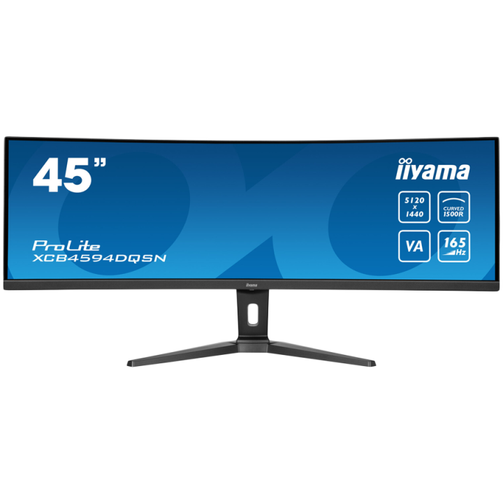 IIYAMA Monitor LED XCB4594DQSN-B1 45’’ Dual QHD VA panel with KVM switch, USB-C 90W dock and RJ45 5120 x 1440 @165Hz 32:9 450 cd