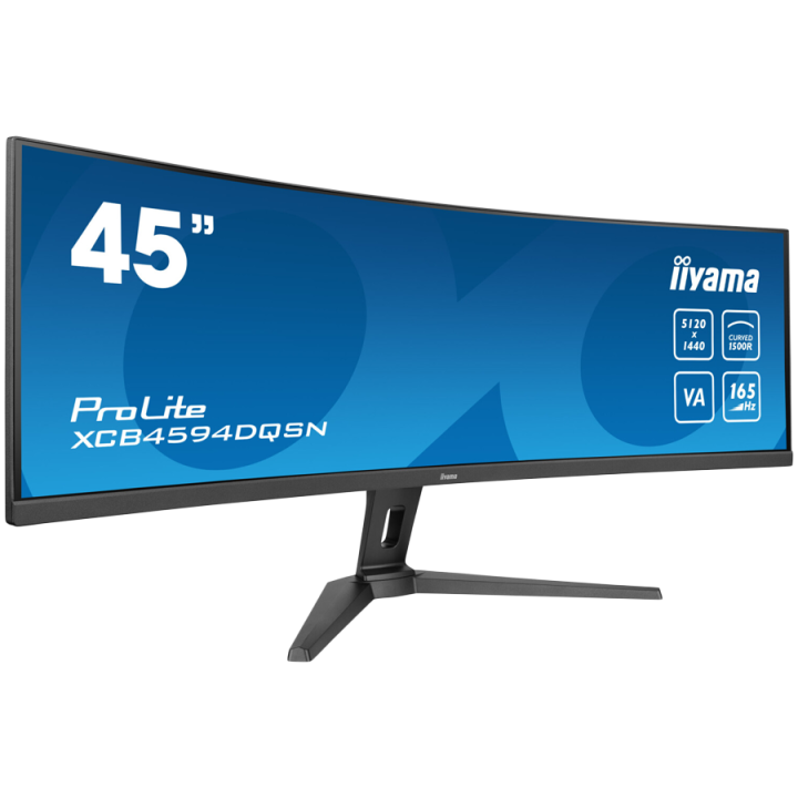 IIYAMA Monitor LED XCB4594DQSN-B1 45’’ Dual QHD VA panel with KVM switch, USB-C 90W dock and RJ45 5120 x 1440 @165Hz 32:9 450 cd