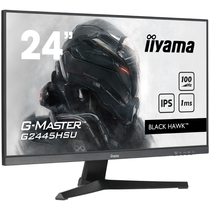 IIYAMA Monitor LED G2445HSU-B2 G-MASTER Gaming Light 23.8" 1920 x 1080 @100Hz 300 cd/m² 1ms 300cd HDMI DP USB Hub tilt 3y