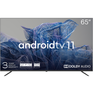 65 , UHD, Android TV 11, Black, 3840х2160, 60 Hz, Sound by JVC, 2x12W, 53 kWh/1000h , BT5.1, HDMI ports 4, 24 months