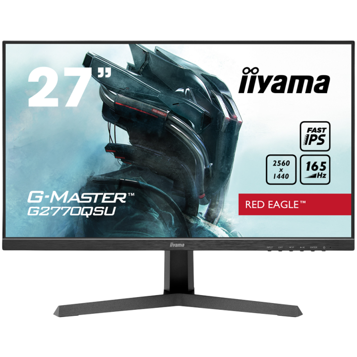 IIYAMA Monitor LED G2770QSU-B1 Fast IPS, matte finish 2560 x 1440 @165Hz 400 cd/m² 0.5ms HDMI DP USB Hub tilt