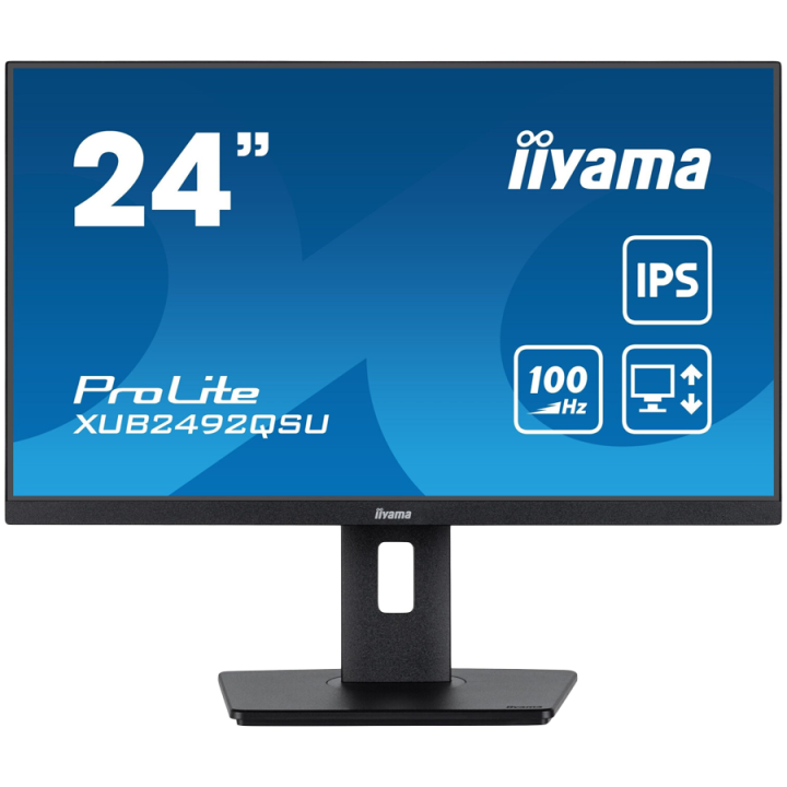 IIYAMA Monitor LED XUB2492QSU-B1 23.8" IPS 2560 x 1440 @100Hz 300 cd/m² 1000:1 0.5ms HDMI DP USB-Hub height, swivel, tilt, pivot