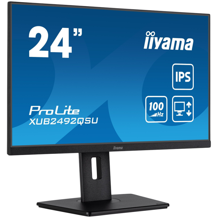 IIYAMA Monitor LED XUB2492QSU-B1 23.8" IPS 2560 x 1440 @100Hz 300 cd/m² 1000:1 0.5ms HDMI DP USB-Hub height, swivel, tilt, pivot