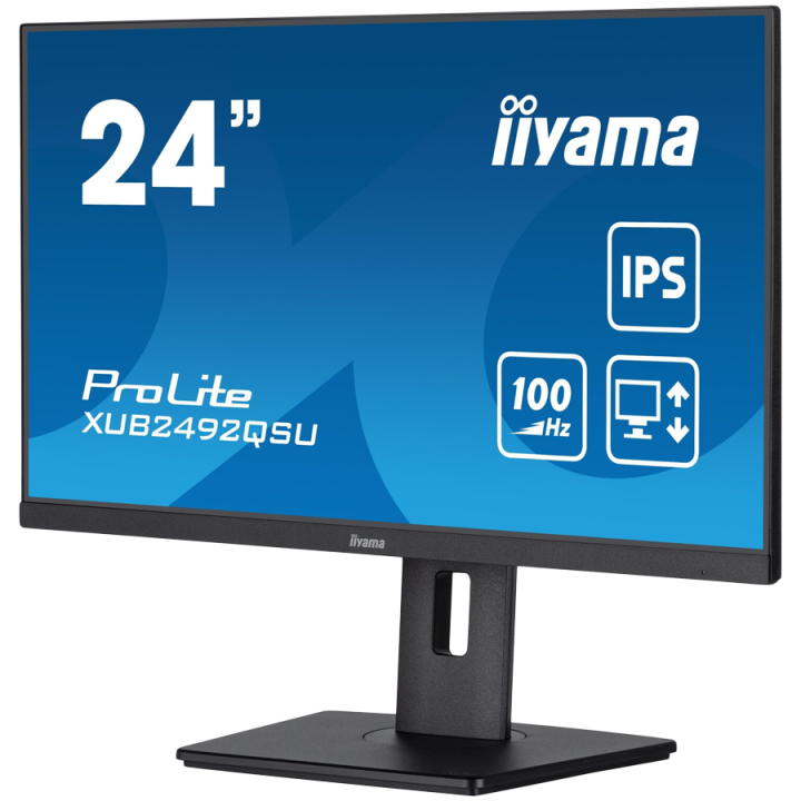 IIYAMA Monitor LED XUB2492QSU-B1 23.8" IPS 2560 x 1440 @100Hz 300 cd/m² 1000:1 0.5ms HDMI DP USB-Hub height, swivel, tilt, pivot
