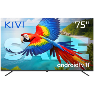 75", UHD, Android TV 11, Black, 60 Hz, AV1, Sound 2x12W, 127 kWh/1000h, Energy F, WiFi5G, BT5.1, 4xHDMI, 2xUSB, Blue Remote, 24 
