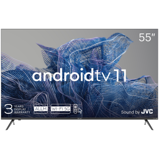 55', UHD, Android TV 11, Black, 3840x2160, 60 Hz, Sound by JVC, 2x12W, 83 kWh/1000h , BT5.1, HDMI ports 4, 24 months