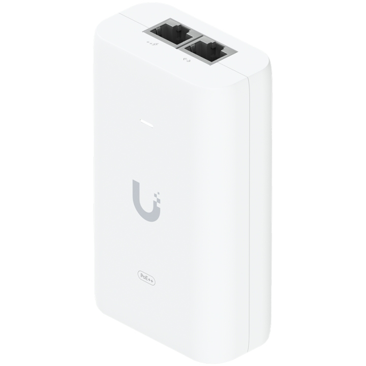UBIQUITI PoE++ Adapter Delivers up to 60W of PoE++ Surge, peak pulse, and overcurrent protection Contains RJ45 data input, AC ca