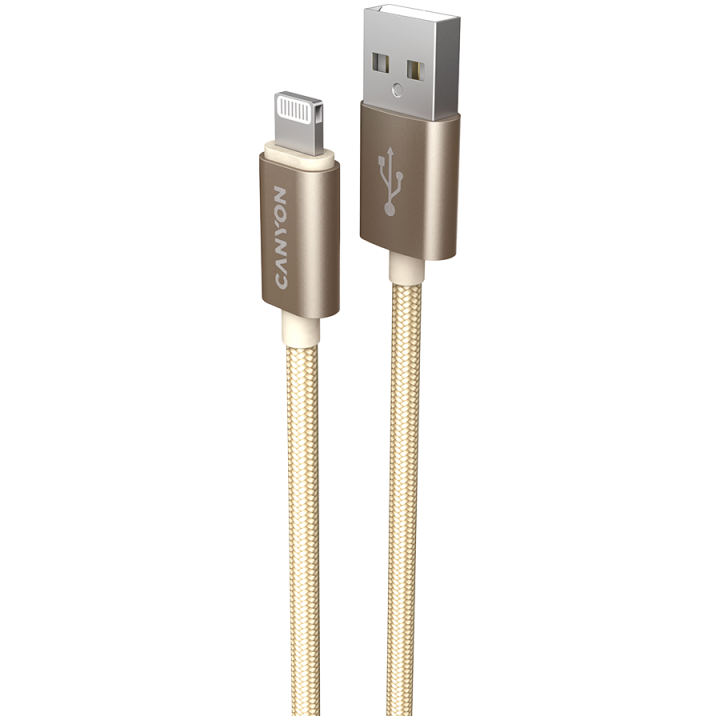 CANYON cable MFI-3 Lightning 12W 1m Gold