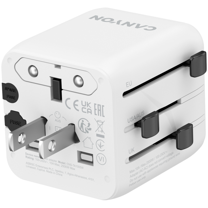 CANYON Travel Adapter OnTour One EU/UK/US/AUS White