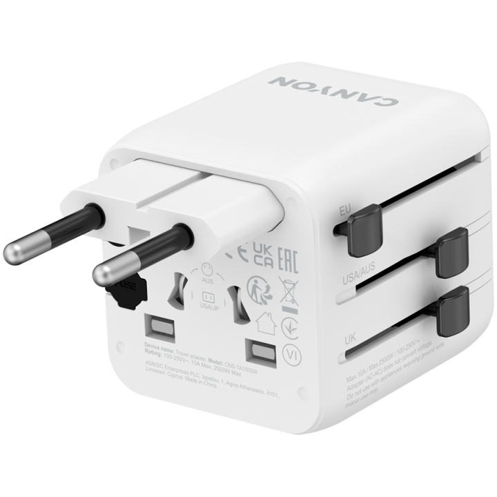 CANYON Travel Adapter OnTour One EU/UK/US/AUS White