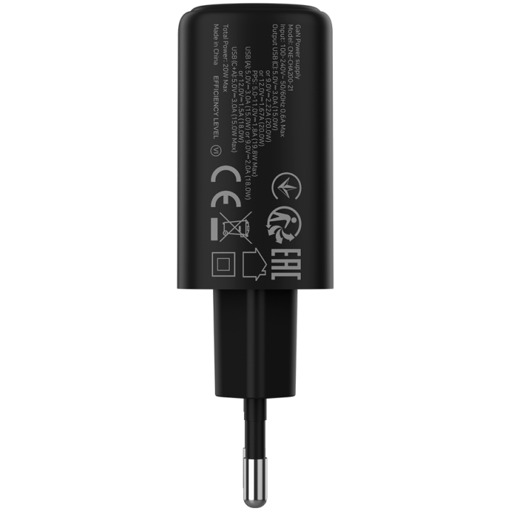 CANYON charger OnCharge 200 20W 1xPD 1xQC EU Black