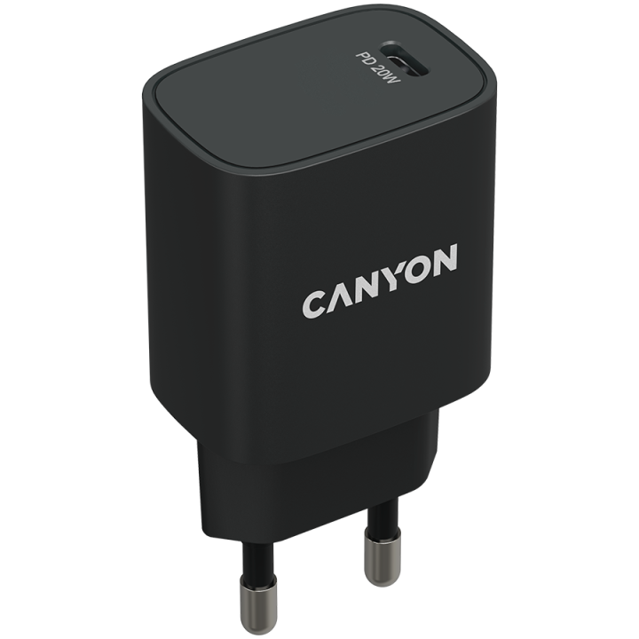 CANYON H-20, PD 20W Input: 100V-240V, Output: 1 port charge: USB-C:PD 20W (5V3A/9V2.22A/12V1.67A) , Eu plug, Over- Voltage , ove